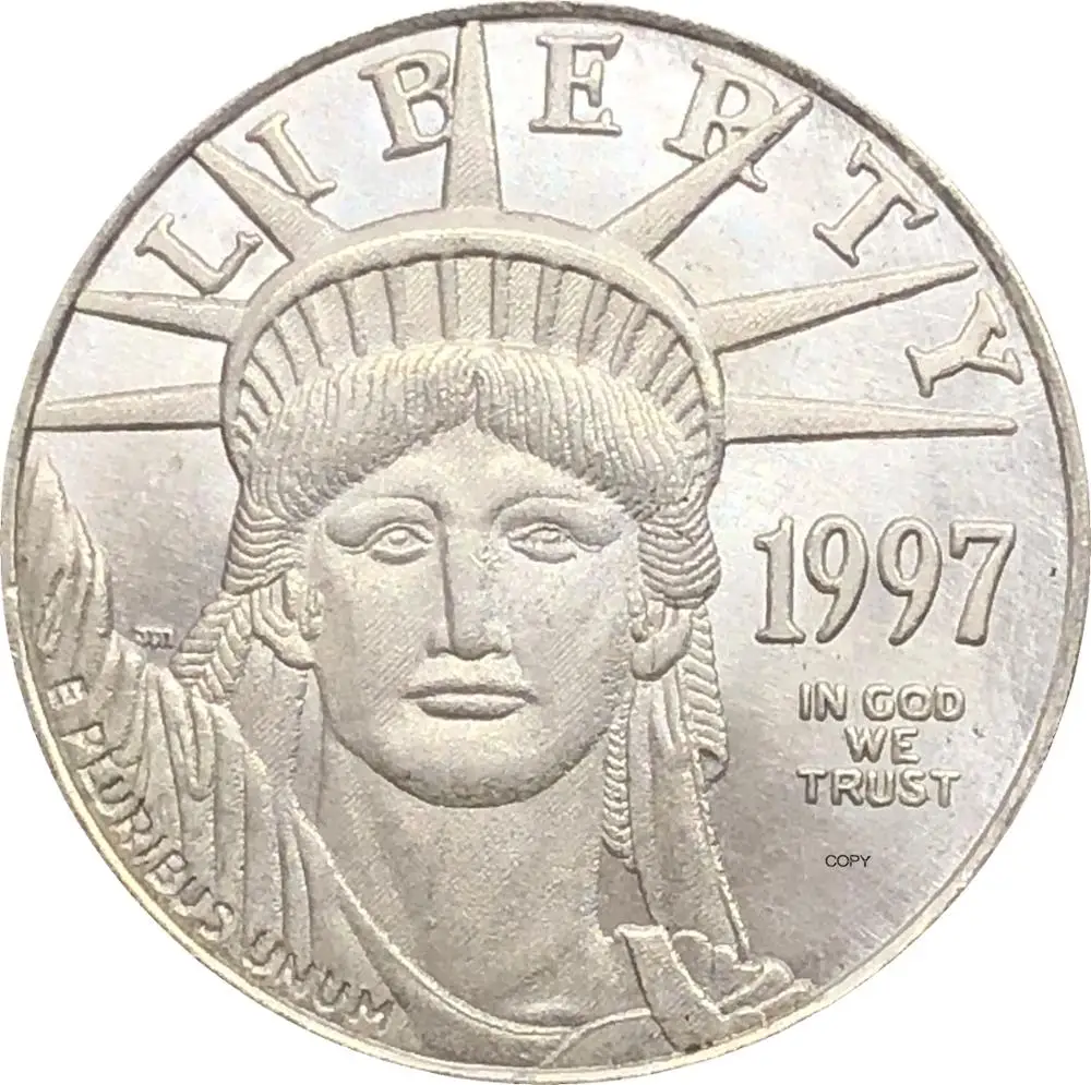 

Соединенные Штаты 1997 Вт в Богу, мы доверяем свободе, монеты США, четверть унции 1/4 унции, слитки посеребренные, копия памятных монет