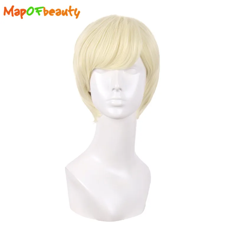 MapofBeauty 10 дюймов зеленый розовый синий белый серый короткий прямой парик