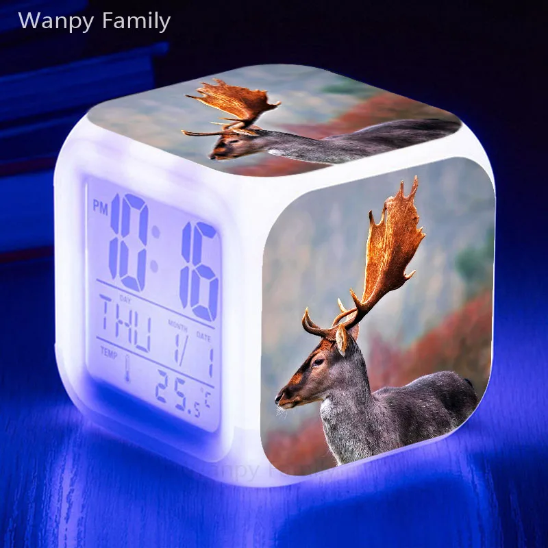 Новый милый мультяшный будильник sika deer 2020 многофункциональные светящиеся