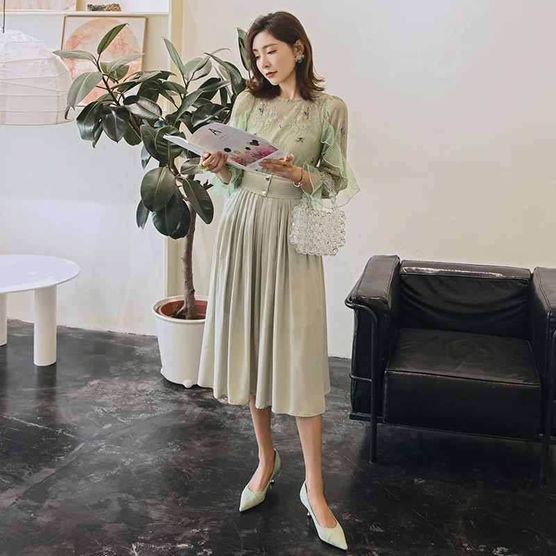 Женское винтажное платье YIGELILA Осеннее ТРАПЕЦИЕВИДНОЕ ПЛАТЬЕ до середины икры с