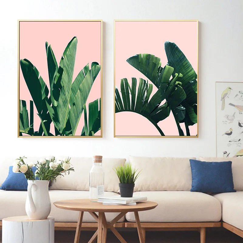 Минималистичный тропический растительный холст картина с банановым листом