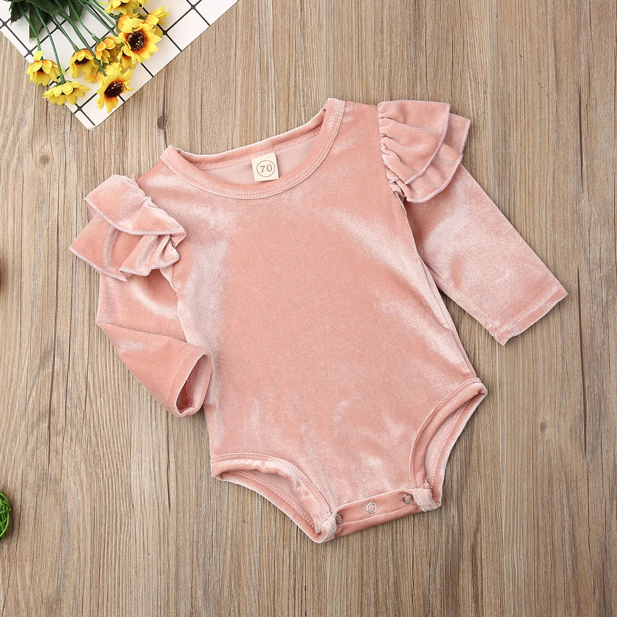 

Pudcoco Autumn Newborn Baby Girl Clothes Solid Color Long Sleeve Cotton Romper Jumpsuit Outfits Clothes Autumn