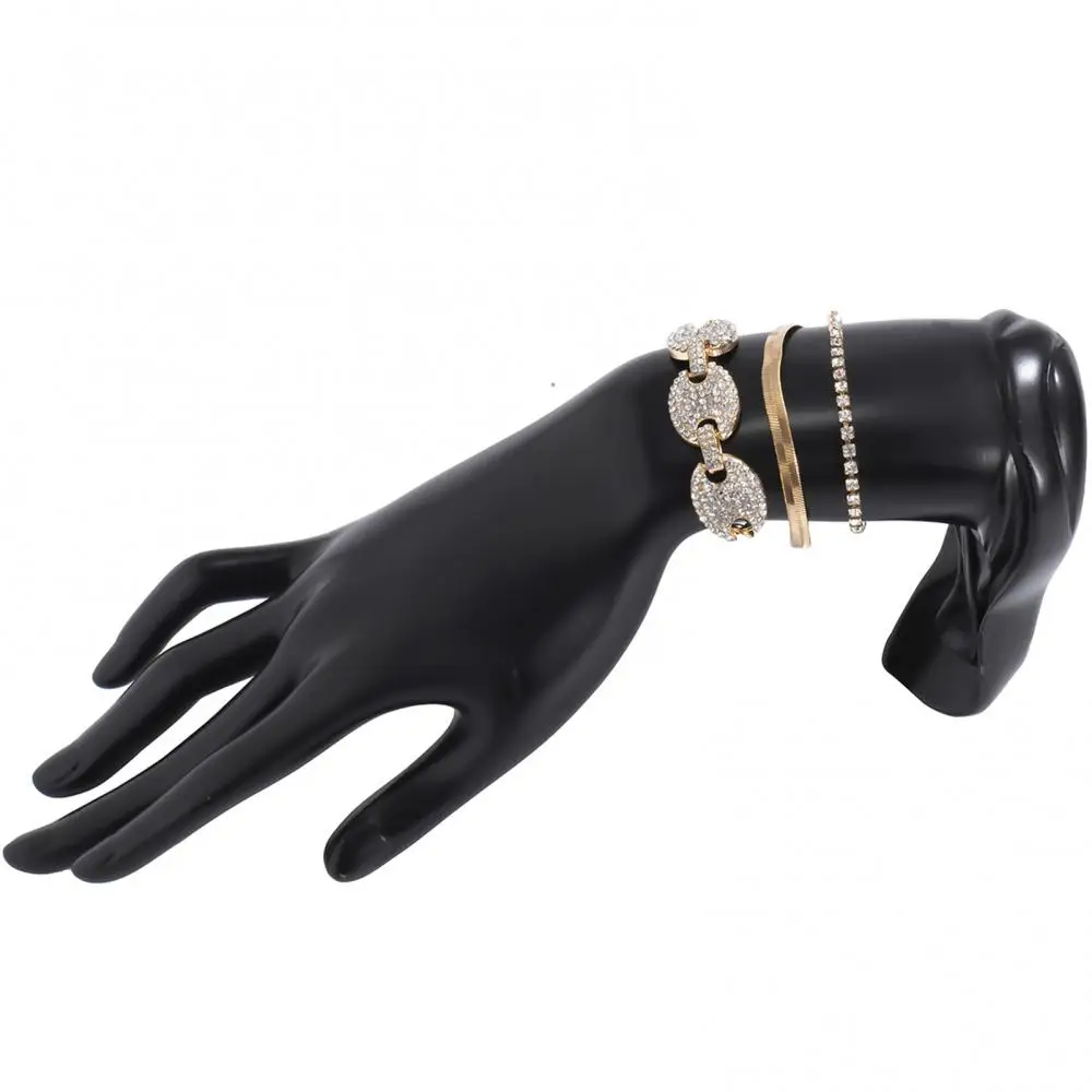 

3Pcs/Set Women Simple Rhinestone Shiny Bangle Bracelet Jewelry Accessories Gift