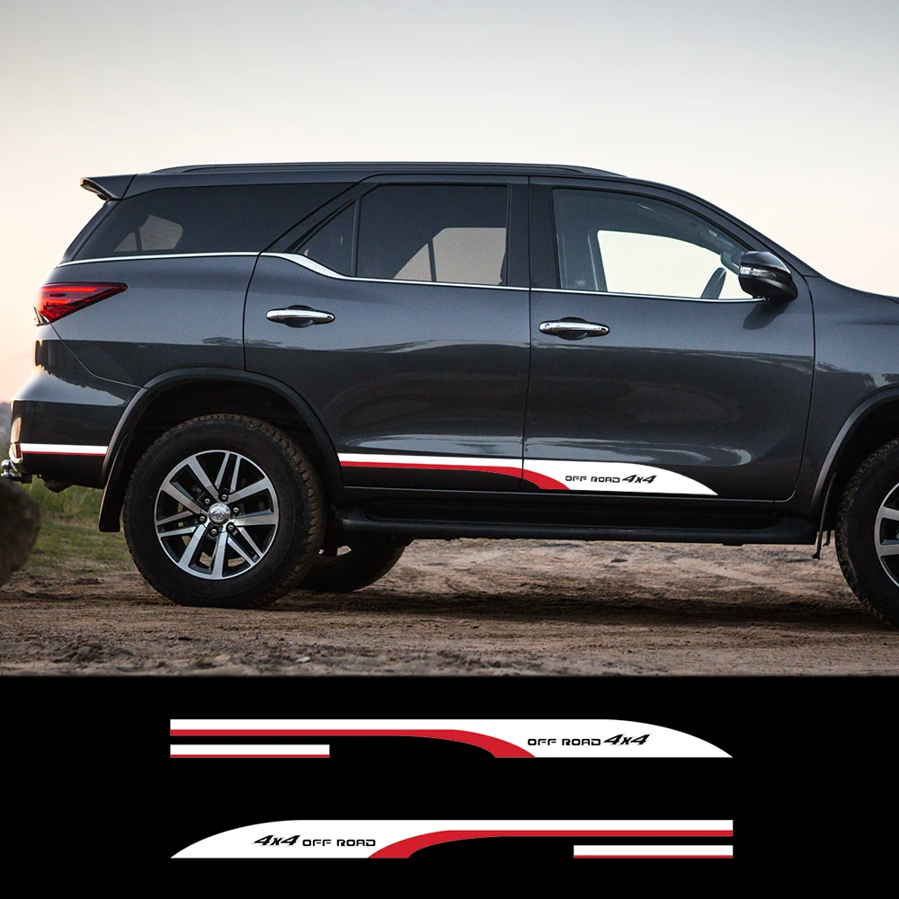 

2Pcs Car Sticker 4x4 Off Road Styling Car Side Door Cool Graphic Vinyl for Toyota FORTUNER Auto Car Accessories Decal DIY Custom