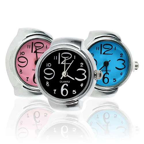 

Lady Girl Creative Fashion Stainless Steel Round Elastic Quartz Finger Ring Watch