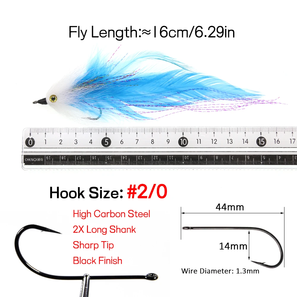 Elllv 2 шт. разноцветные стримеры летать в морской воде № 2/0 приманка для ловли рыбы