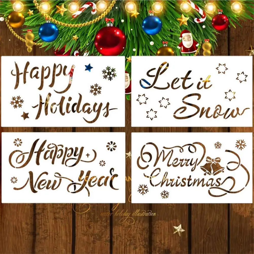 Hristmas шаблон набор счастливых праздников Счастливого Рождества DIY живопись