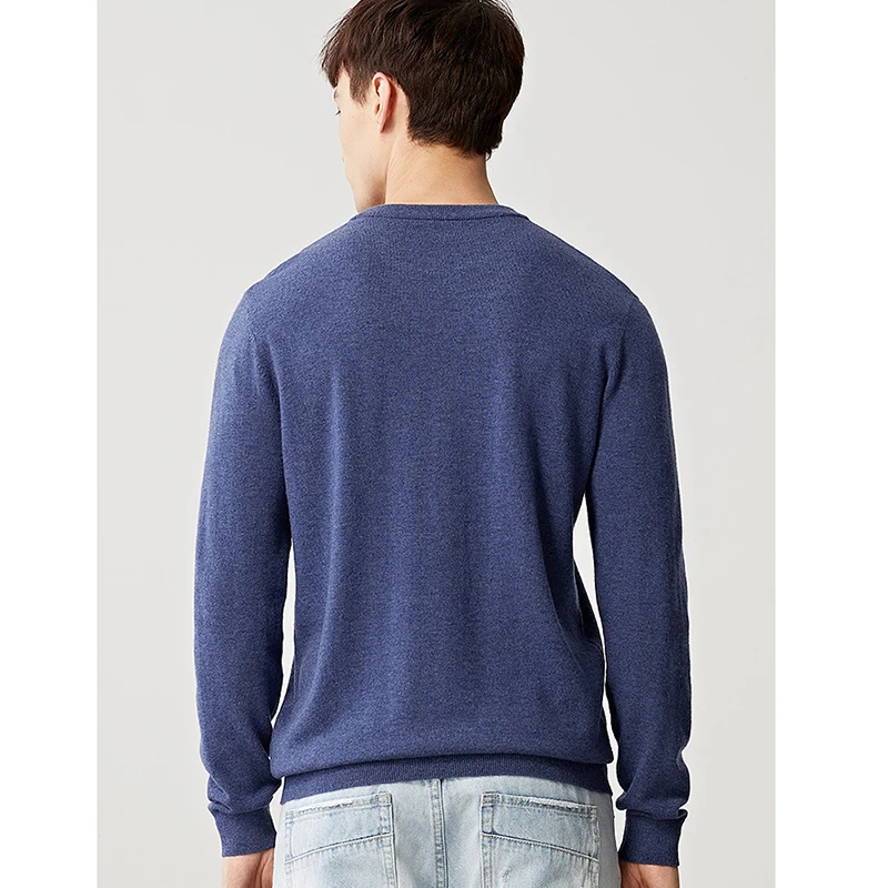 Мужской шерстяной пуловер из 100% мериносовой шерсти зимние теплые джемперы