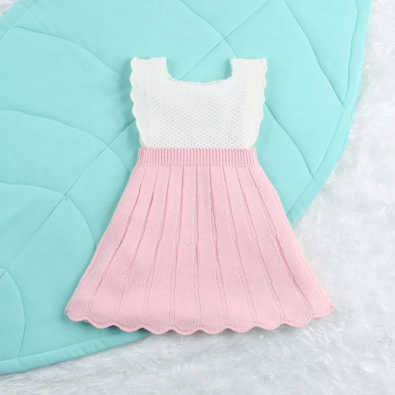 

6M-4T Autumn Casual Baby Girls Sleeveless Knitted Tutu Dress Kids Toddler Pageant Sundress