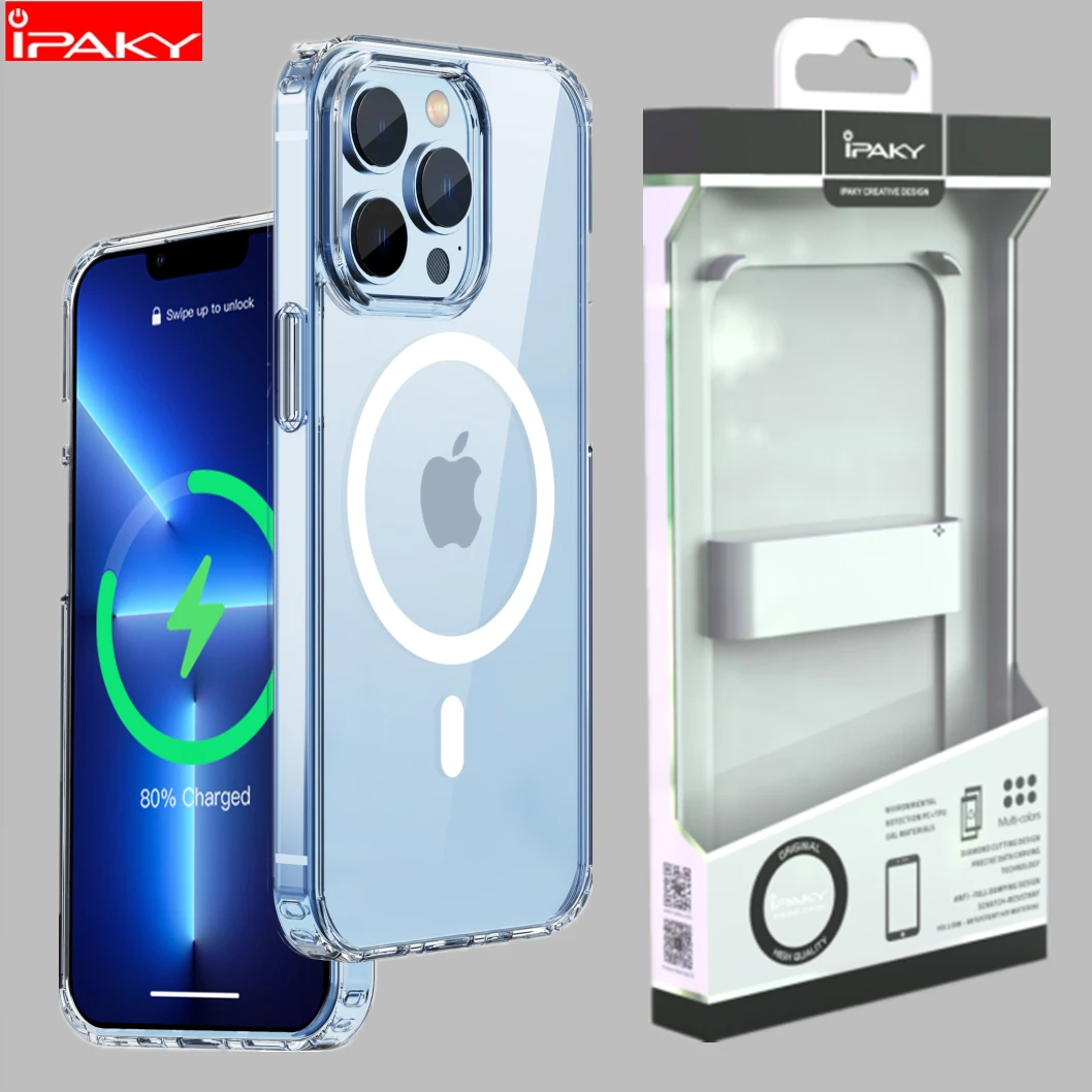 

for iPhone 13 Stable Magnetic Case IPAKY Package 13 Pro Clear Transparent Wireless Charging Cover for iPhone 13 Pro Max Case