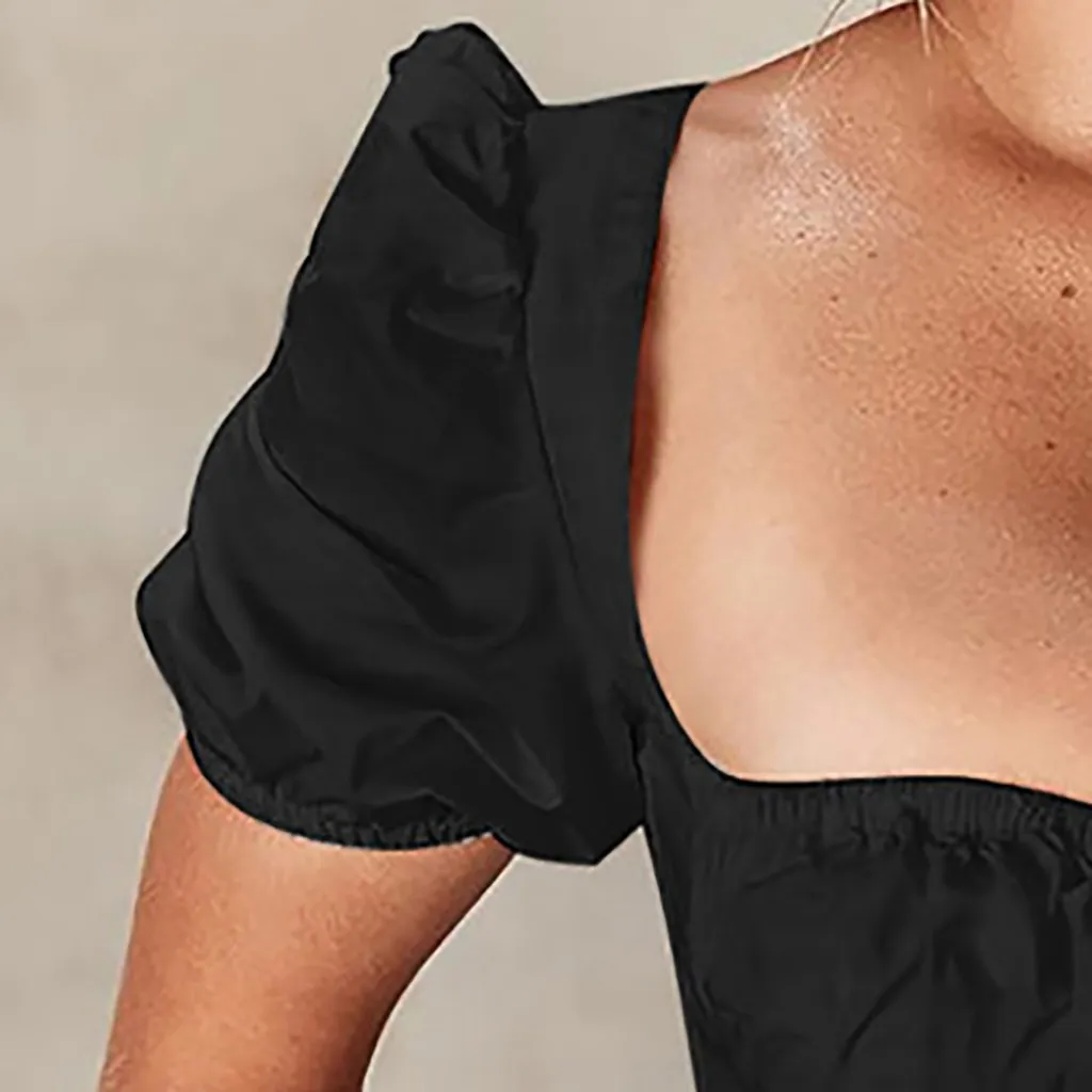 

FREE OSTRICH Crop Top Sexy Women Clubwear Solid Summer Blouse Women Short Sleeve Top Female Skinny Streetwear Clothing