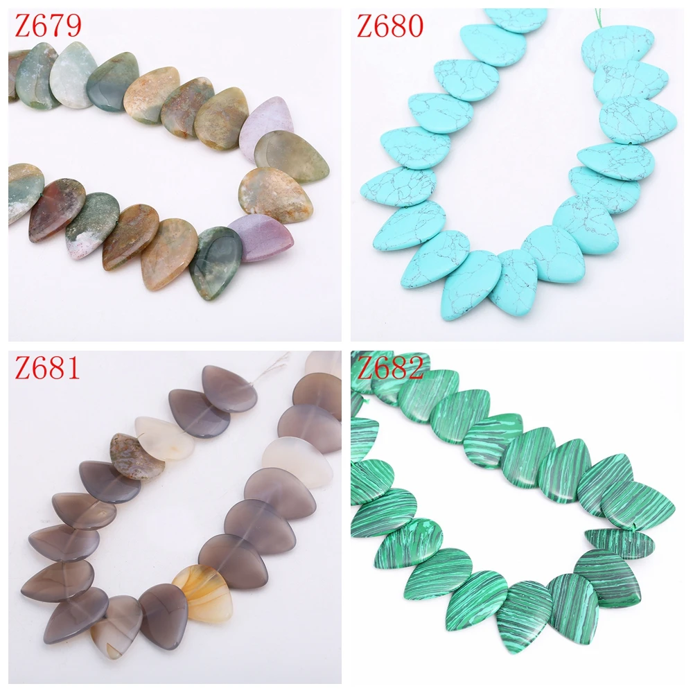 Yumten Капля воды из синего бусины песчаника 32 мм * 22 жемчужные бусы DIY для
