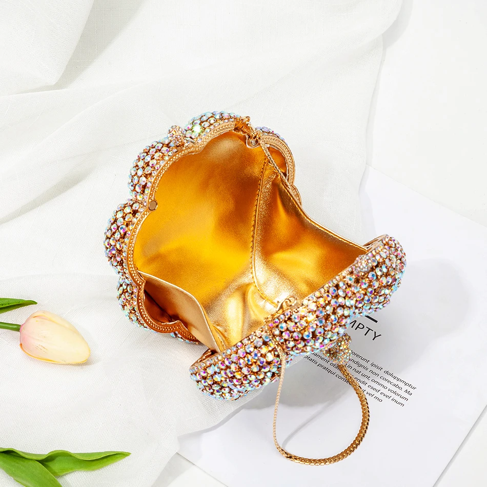 Вечерние клатчи с бриллиантами в виде тыквы для свадебной вечеринки женские