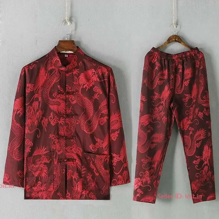 Мужской Шелковый семейный костюм Тай Чи Тан униформа кунг фу|Мужские спортивные