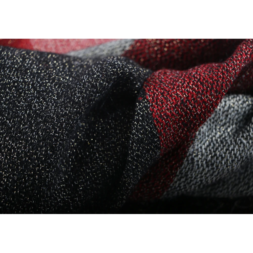 Женский Цветной клетчатый шарф шерсть золотая нить смешанный мягкий удобный