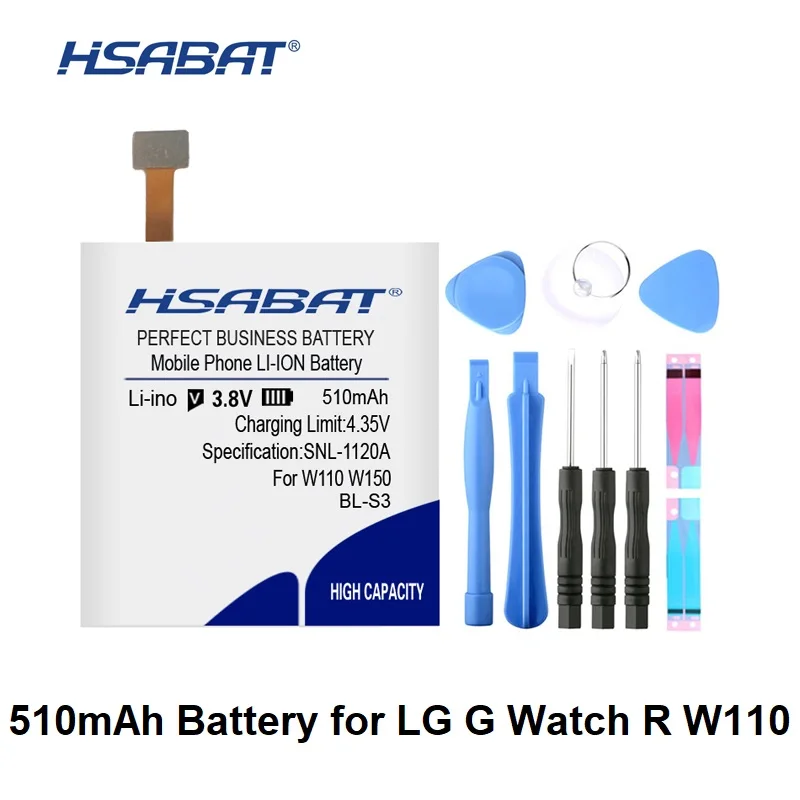 HSABAT BL-S3 BL S3 510mAh Аккумулятор для LG G Watch R W150 W110 BLS3