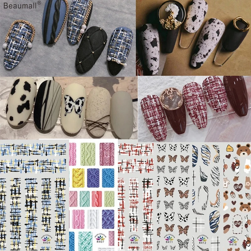 

Winter Fashion Nails Art Manicure Back Glue Decal Decorations Design Nail Sticker For Nails Tips Beauty