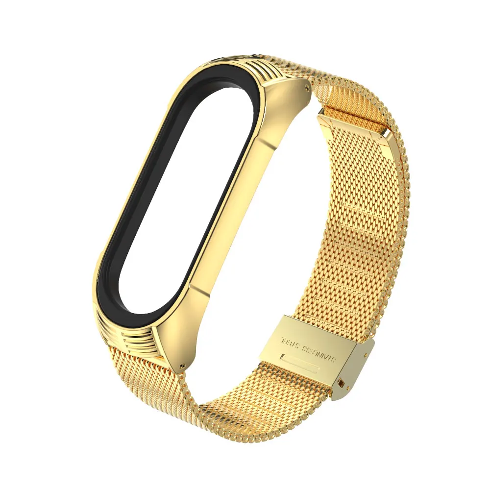 gold Mi Band 4 ремешок для Xiaomi mi Band 4 Металлический Безвинтовой браслет из нержавеющей стали mi Band 3 ремешок TF браслет mi band 4 3 Correa mi jobs дизайн - Цвет: gold