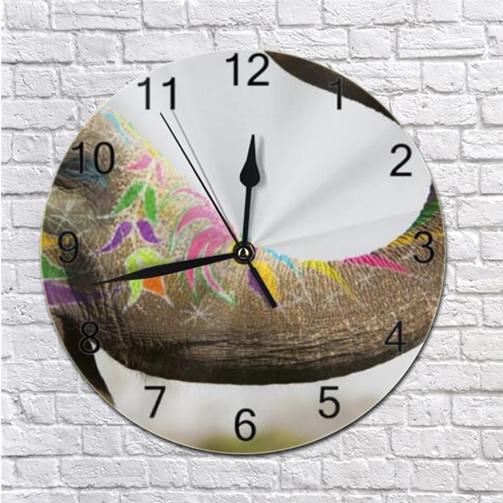 Круглые Настенные часы с цифрами в виде слона бесшумные креативные цифровые