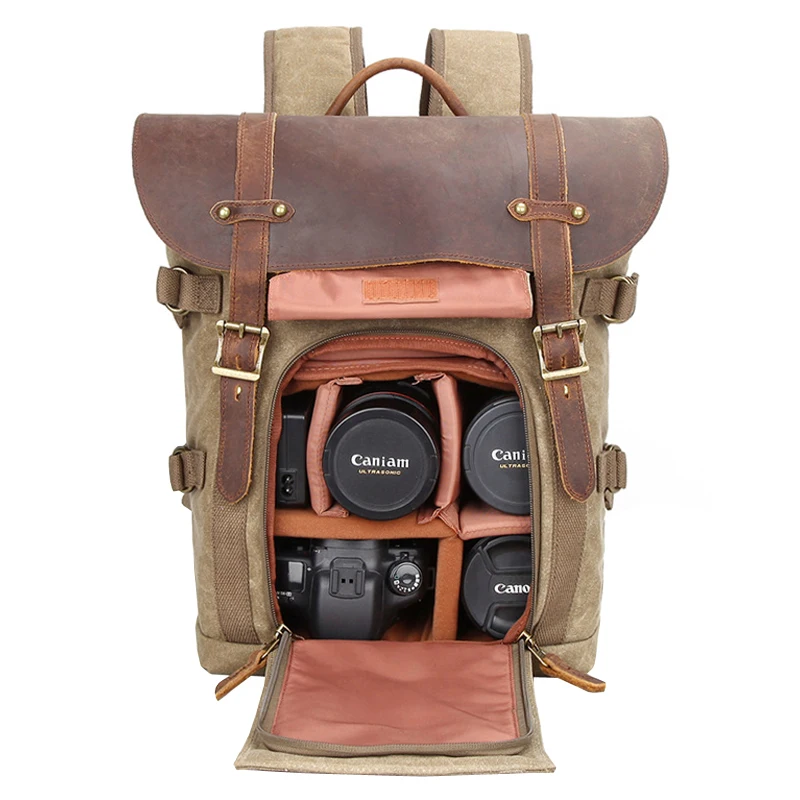 Водонепроницаемый холщовый рюкзак батик с камерой для фото открытый портативный