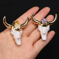 acrylic bull head pendant citrines amethysts pendants charms for necklace earring jewelry making women gift size 47x47mm