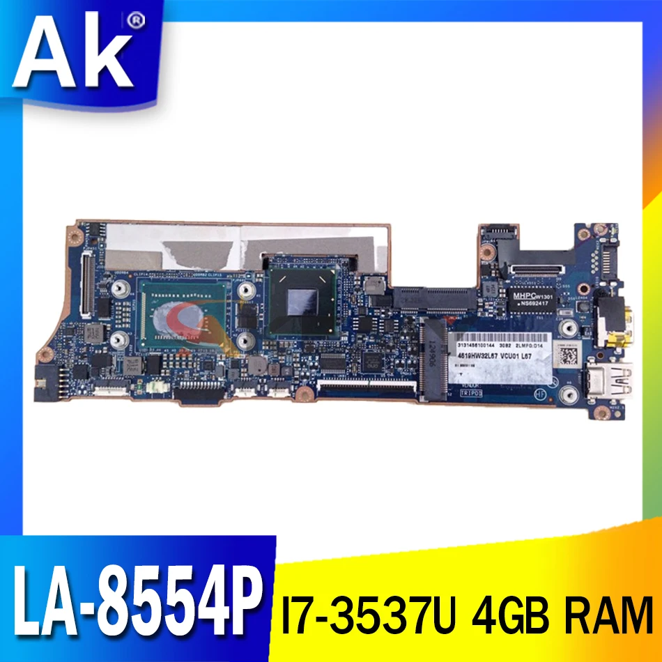 

Akemy For HP Spectre XT13 XT 13-2000 Laptop Motherboard SR0XG I7-3537U CPU 4GB Ram 714758-501 714758-001 VCU01 LA-8554P