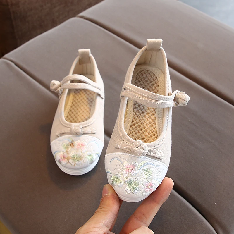Детская парусиновая народная стильная детская повседневная обувь для девочек