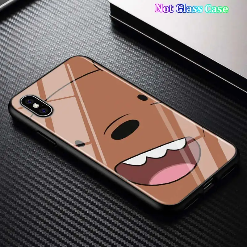 Black Cover Cute Bare Bears for iPhone 11 11Pro X XR XS Max for iPhone 8 7 6 6S Plus 5S 5 SE Glossy Phone Case