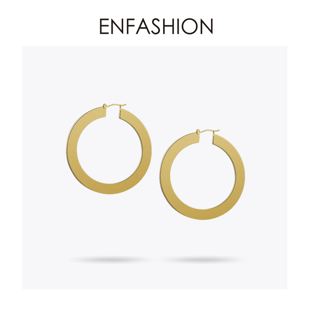 Enfashion винтажные большие серьги-кольца матовые серьги золотистого цвета из нержавеющей стали круглые серьги для женщин ювелирные изделия oorbellen
