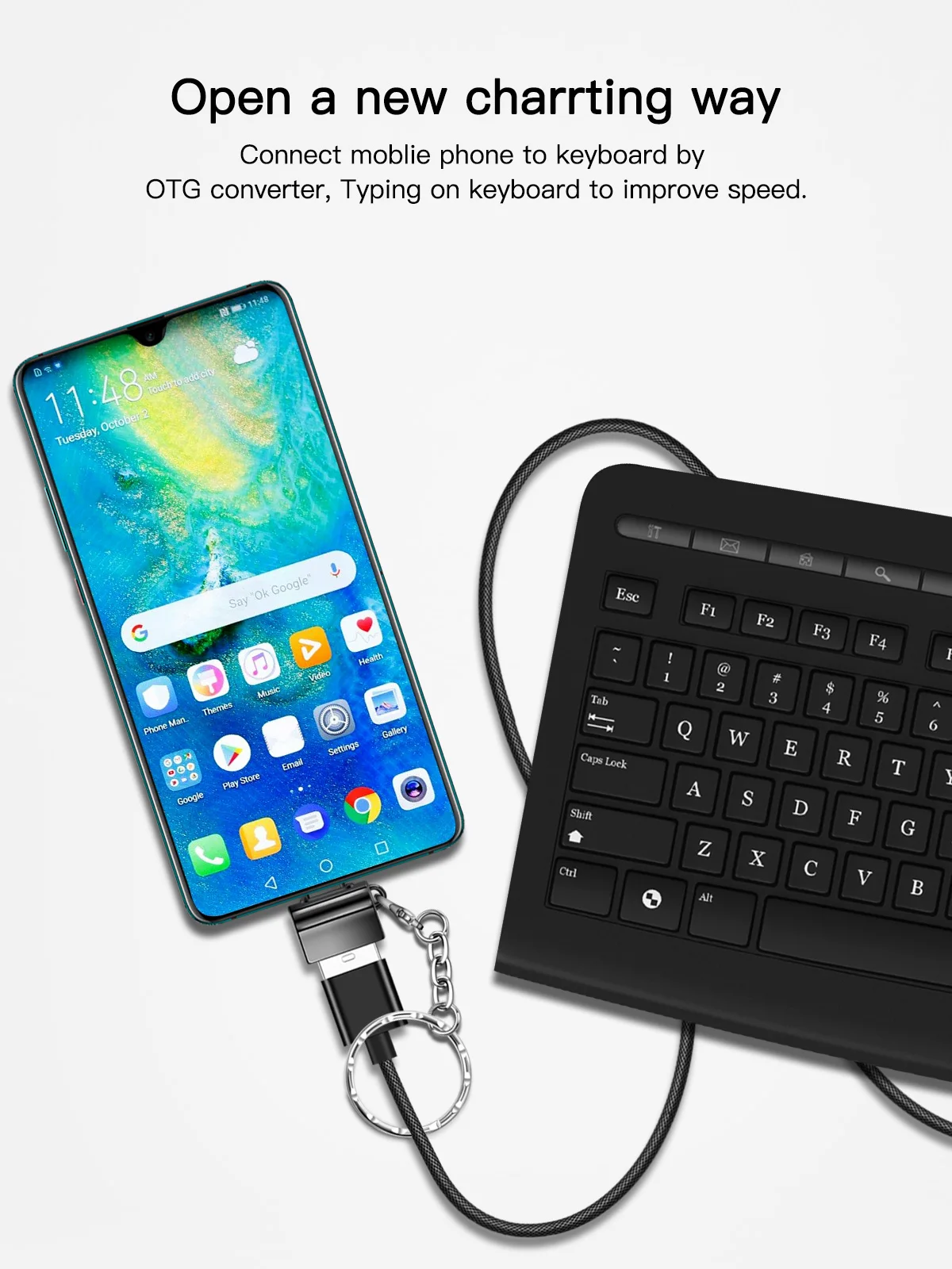 FONKEN usb type C OTG адаптер type-C конвертер USB для usb C PD зарядное устройство Мышь Клавиатура флэш-диск Портативный брелок для ключей OTG штекер