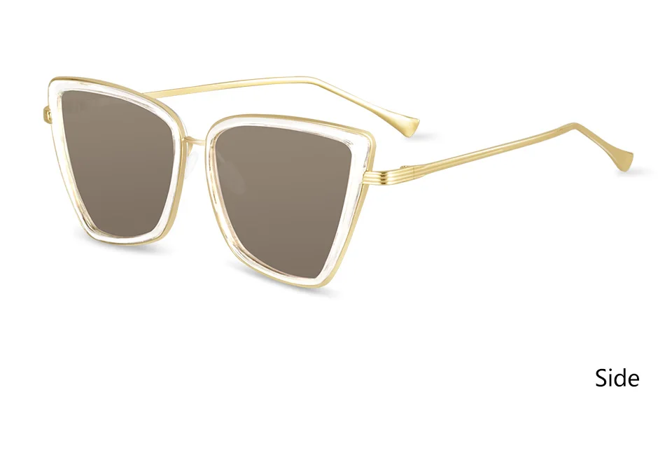 Новые брендовые дизайнерские солнцезащитные очки Cateye, женские винтажные металлические очки, зеркальные ретро очки Lunette De Soleil Femme UV400