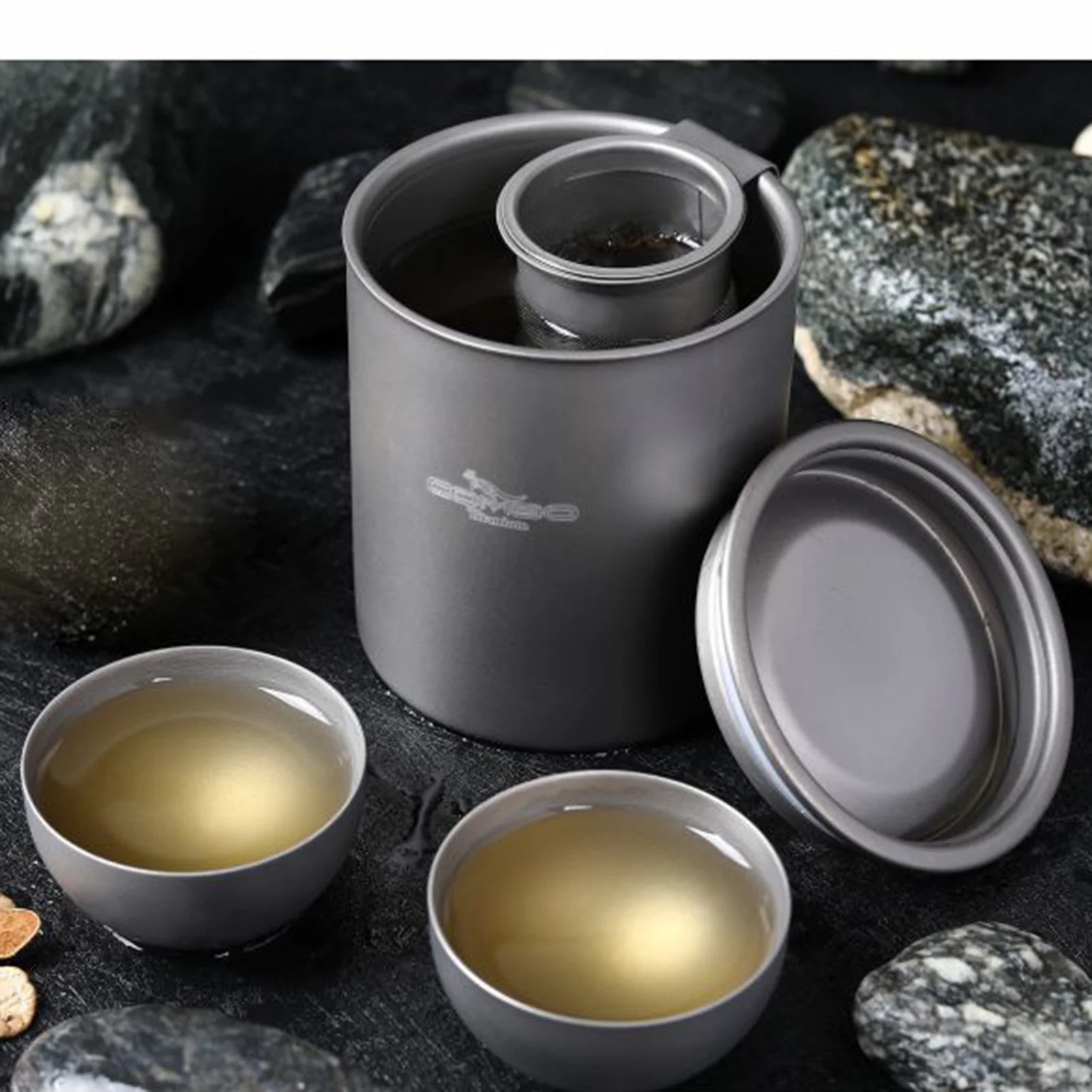 

350ML Titanium Cup with Filter Multifunctional Safe Camping Mug Folding Spork Drinkware for Outdoor Backpacking Camping Hiking