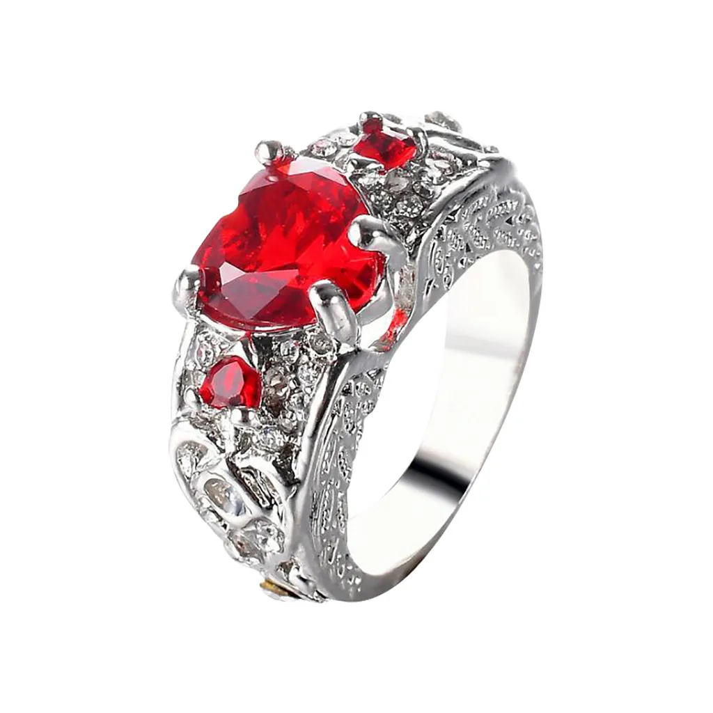 Женское модное обручальное кольцо для влюбленных пар с цветным кристаллом