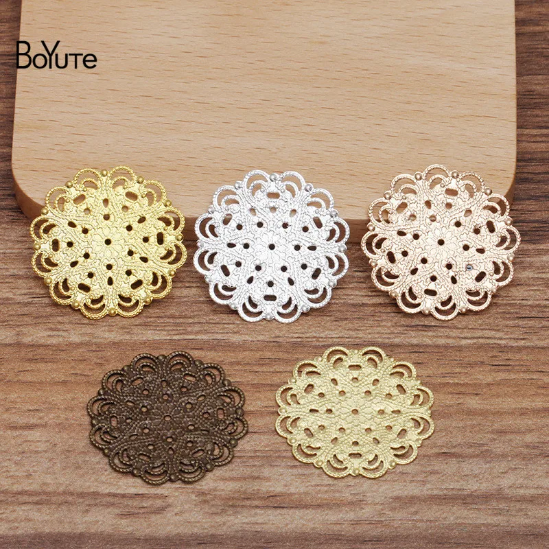 

BoYuTe (50 Pieces/Lot) 30MM Metal Brass Flower Filigree Findings Diy Hand Made Jewelry Materials Wholesale