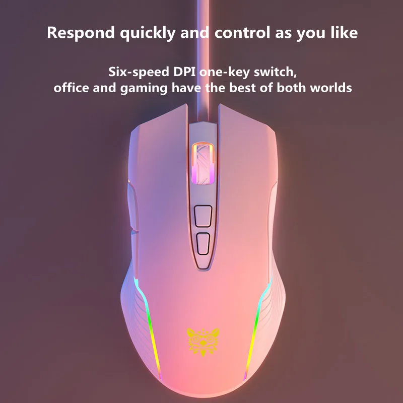 Новый продукт Onikuma CW905 розовая игровая мышь для девочек Проводная Механическая