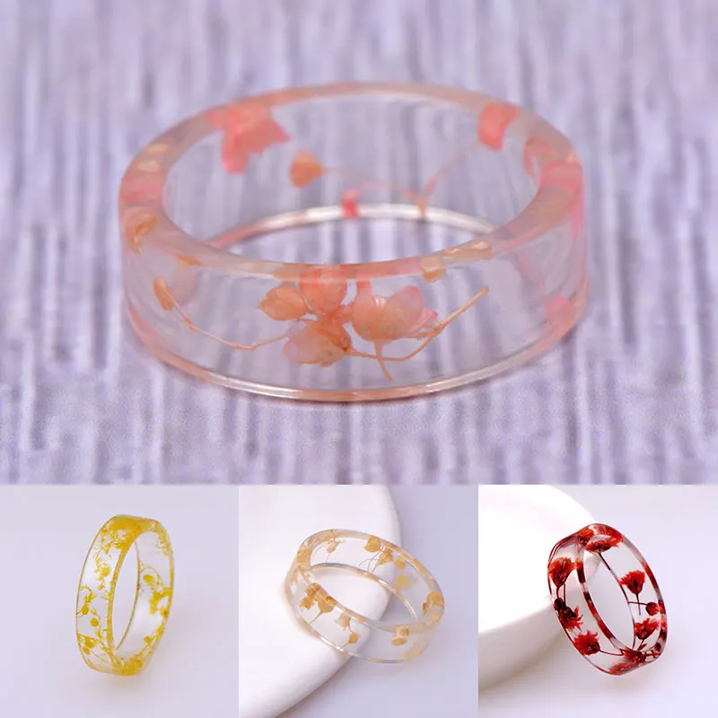

Ring Beautiful DIY Dried Flowers Colorful Resin Ring Novelty Clear Classic Flowers Plants Inside Engagement Ring Finger Decor