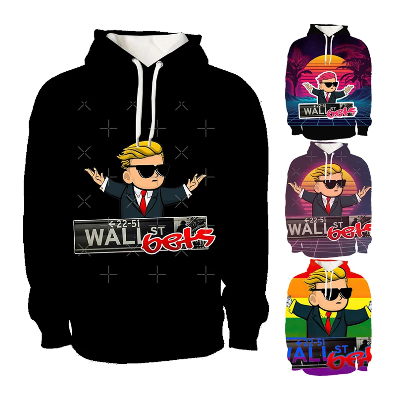 

3D Print WallStreetBets Hoodies Men Women Sweatshirt New Fashion Hooded Autumn Casual Gamestop GME WSB Hip Hop Boys Pullovers