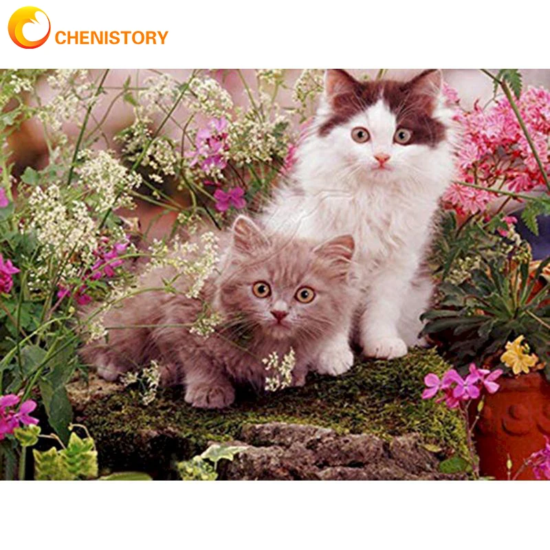 

CHENISTORY Diamond Painting Cat 5D DIY Diamond Mosic Animals Rhinestones Art Cross Stitch Kits Bead Embroidery Sale Home Decor