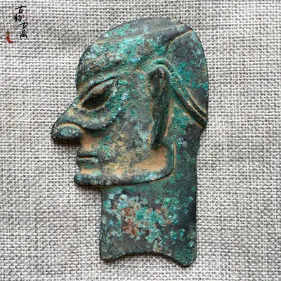 

Изысканная антикварная бронзовая маска Sanxingdui, поделки для украшения дома
