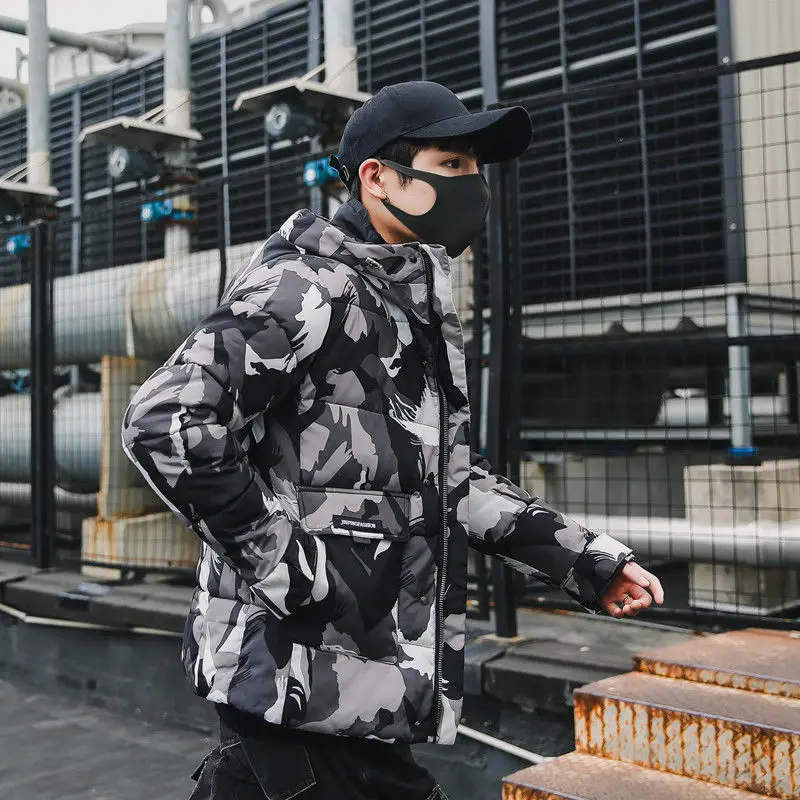 Зимняя куртка мужская камуфляжная Повседневная Толстая теплая парка с капюшоном