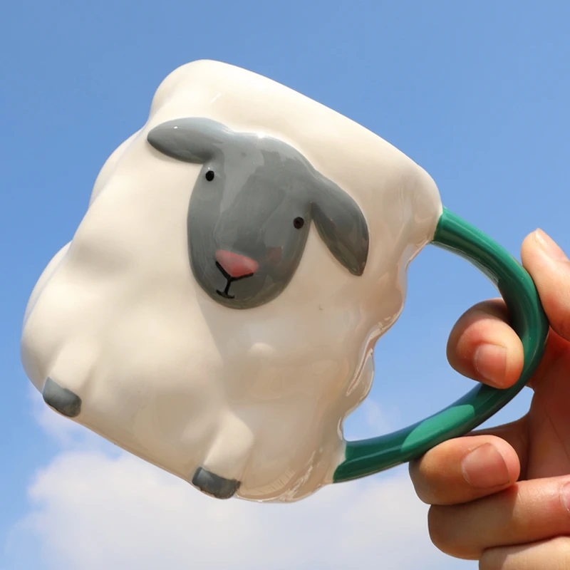 Симпатичная 3D керамическая кружка с овечьей ручной росписью милая для офиса