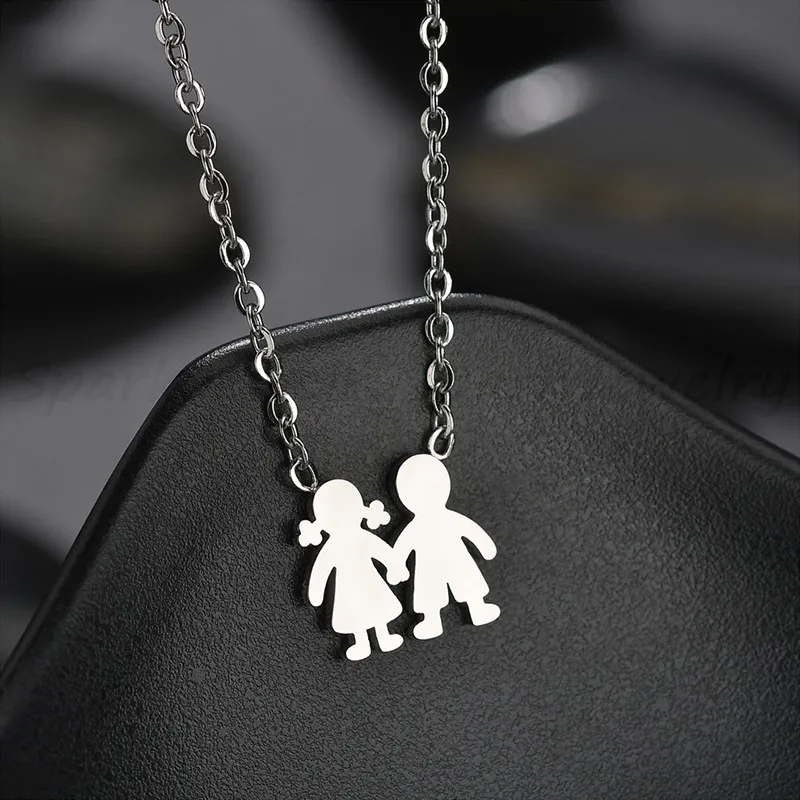 Personalized Custom Name Date Couples Necklace Necklaces Women Baby Boys Girls Pendant Stainless Steel Necklace Gift