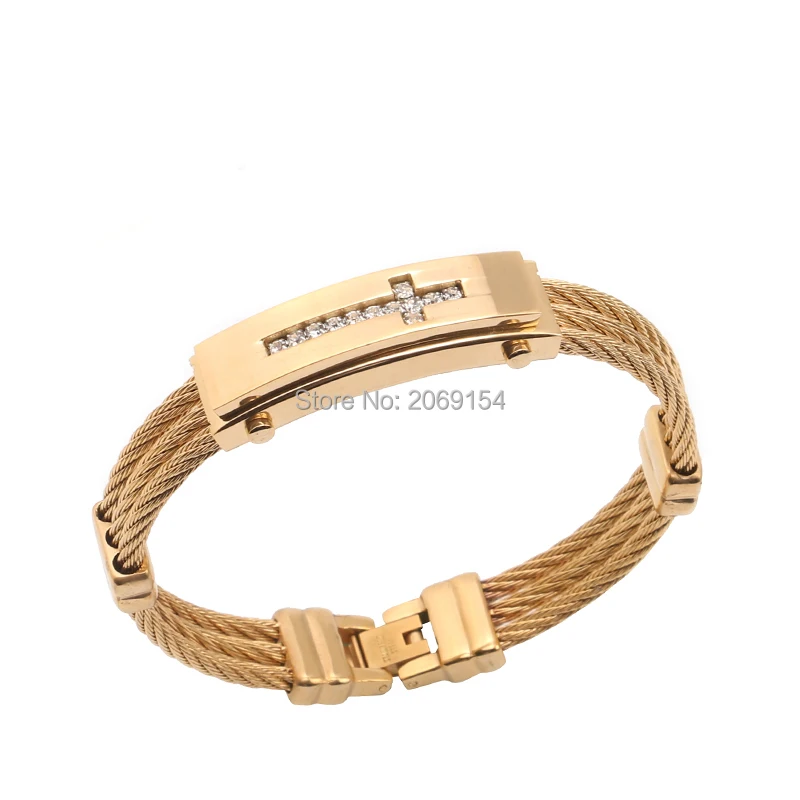 Браслет мужской из нержавеющей стали Ювелирное Украшение с подвеской крестом