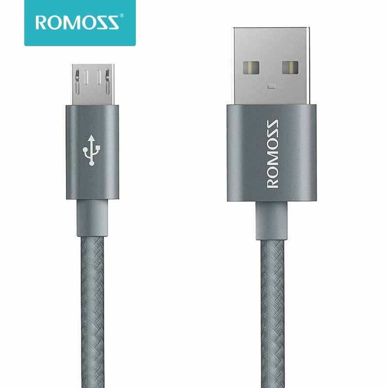 Кабель Micro USB ROMOSS 1 м 2 4 А нейлоновый для быстрой зарядки Samsung Redmi Note5 Pro Android|Кабели