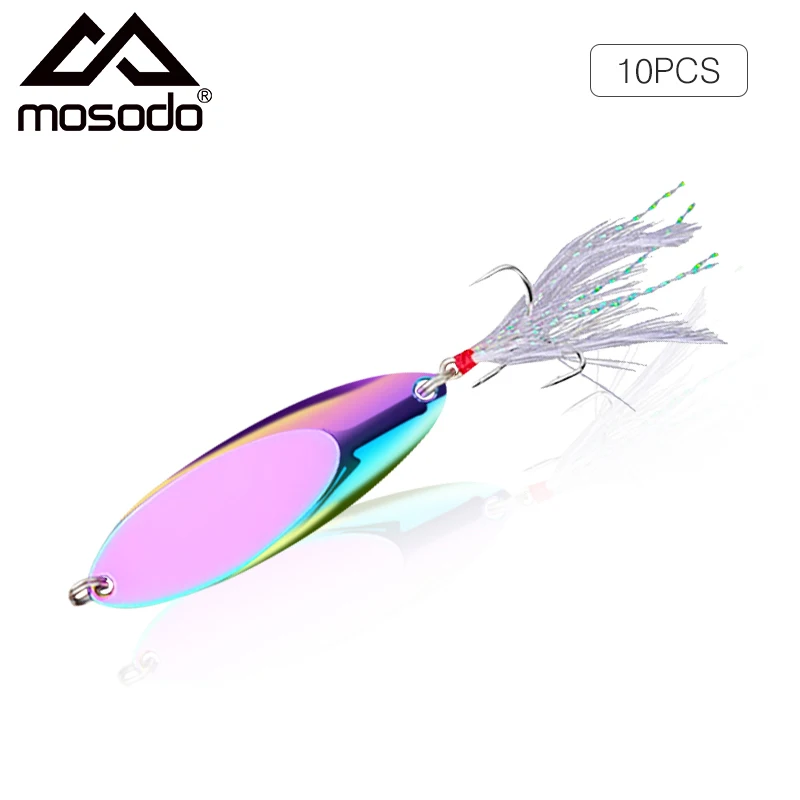 

Mosodo 10 шт. металлическая приманка в виде ложки, приманка для спиннинга с тройными крючками, искусственная радуга 42 г, искусственная Рыболовна...