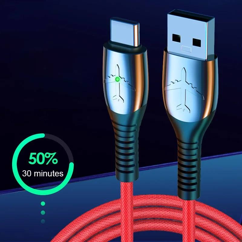 

5A LED USB Type C Cable Mobile Phone Quick Charge Data Cord Supercharge Fast Charging Cable For Huawei P40 P30 Pro Mate Honor 10