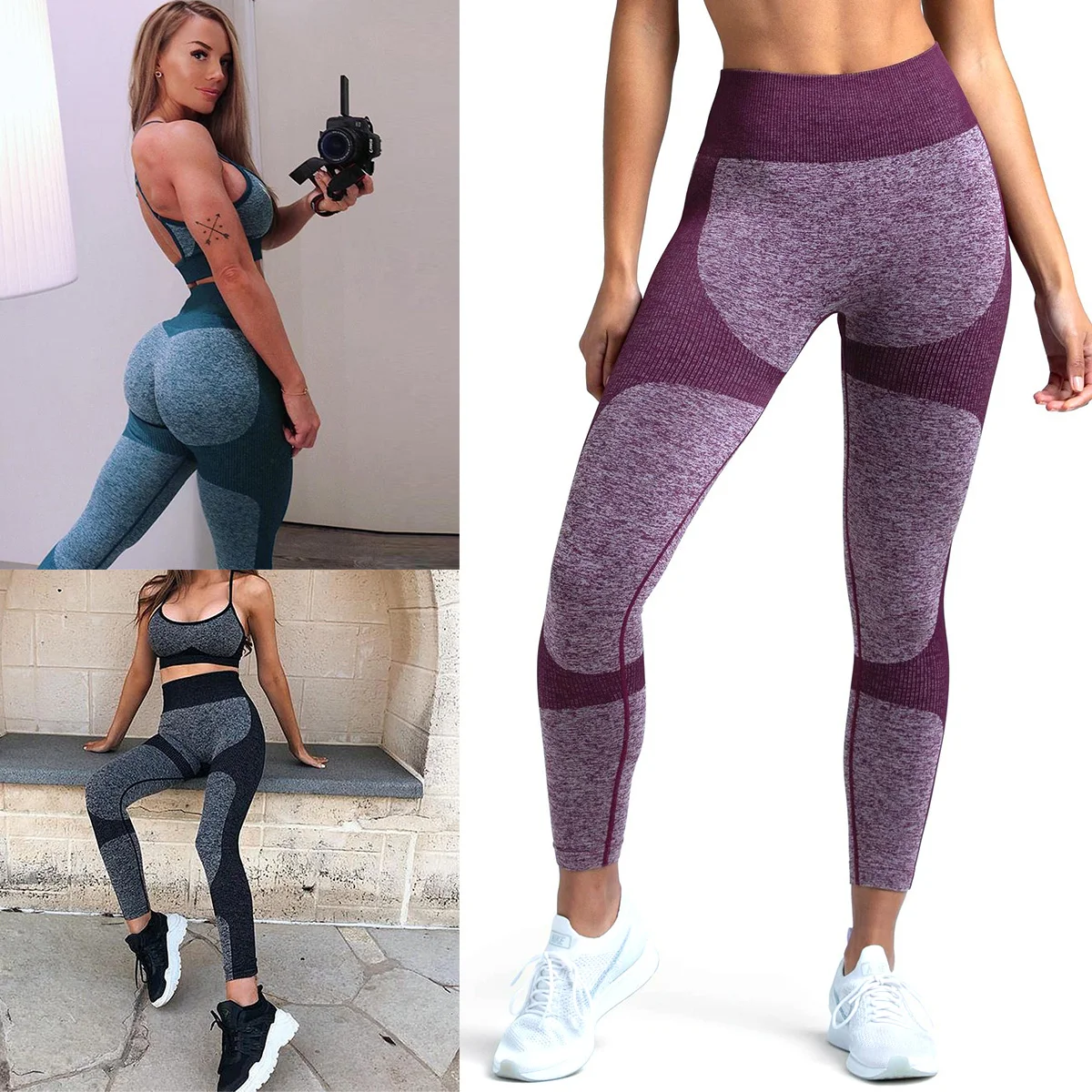 Акула бесшовные леггинсы Для женщин Фитнес Высокая Талия Брюки для бега Push Up