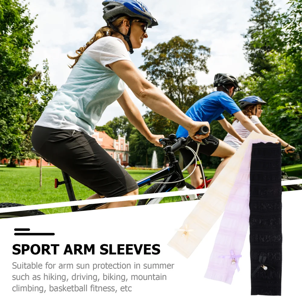 

3 Pairs Lace UV Protection Sleeves Sun Protection Arm Sleeves for Men and