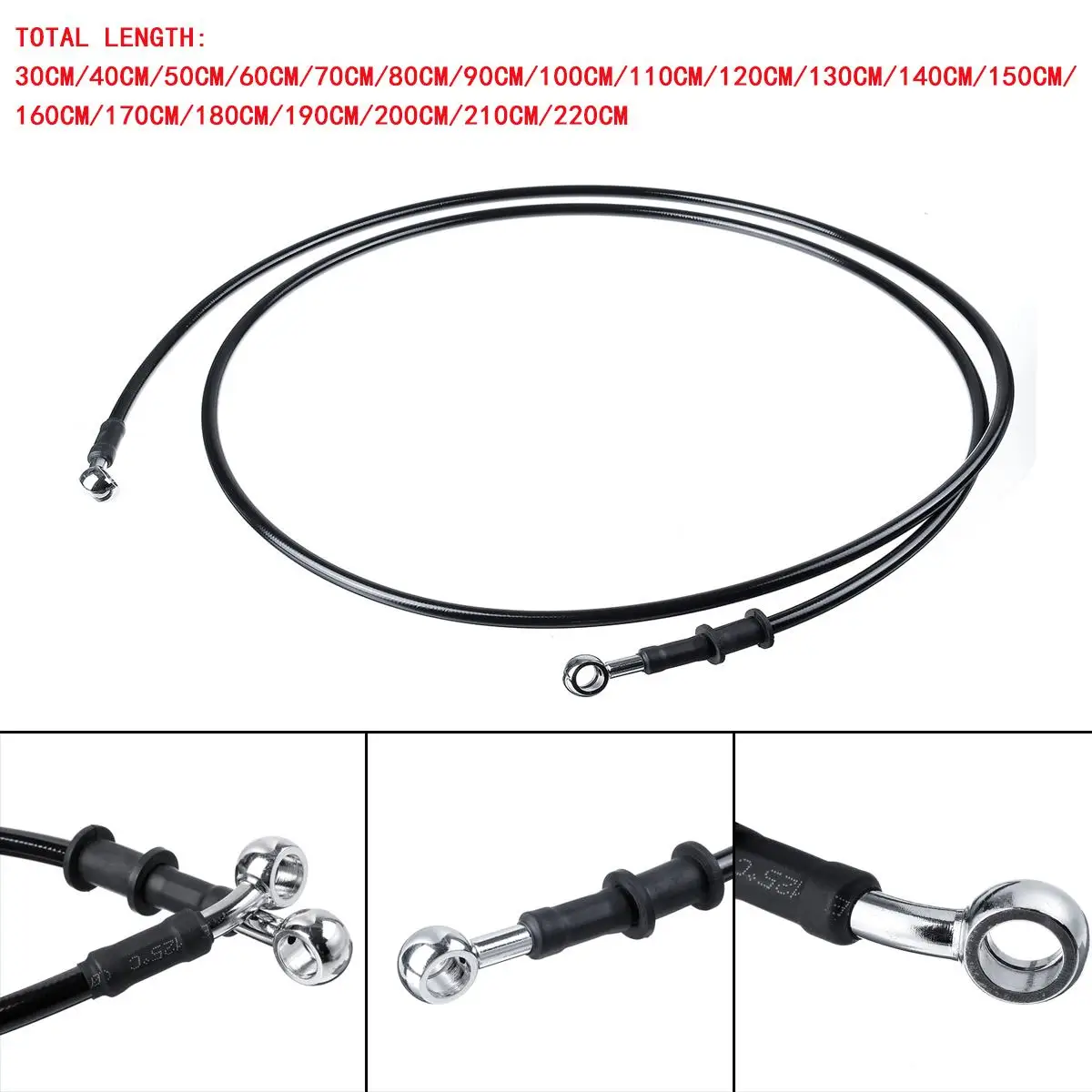 30cm-110cm Universal Motorcycle Braided Brake Clutch Oil Hose Line Pipe Tube Brake Tubing Fit For Yamaha For Suzuki For Harley