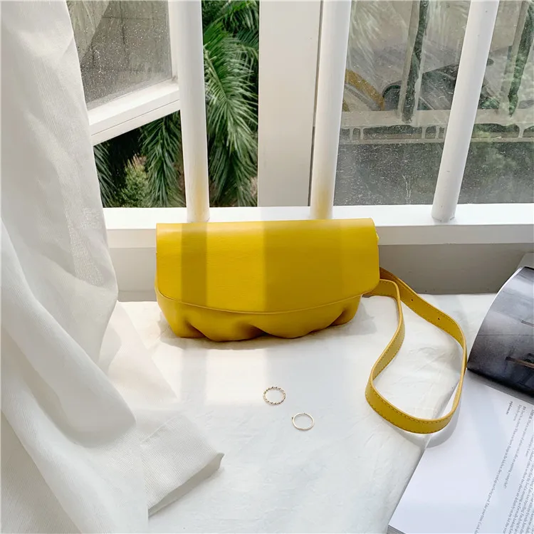 Yellow Small New Women Fashion Handbag Shoulder Bags Waist Purse PU Leather Simple Ladies Messenger Hobos Bag - Цвет: Yellow